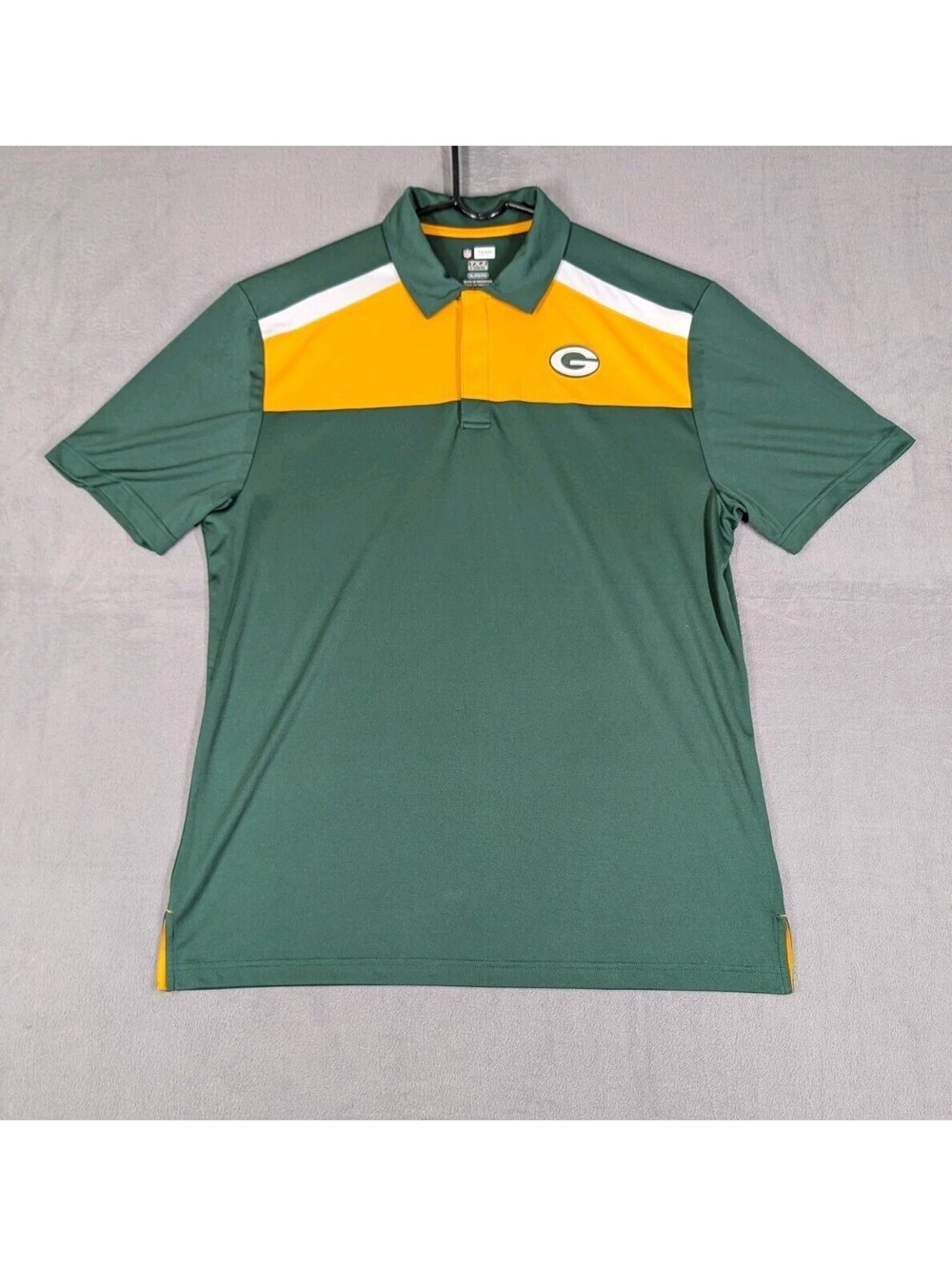 NFL Team Apparel Mens XL Green Gold Packers TX3 Cool Performance Polo Shirt Logo